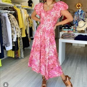 ULLA JOHNSON PINK MIDI DRESS
